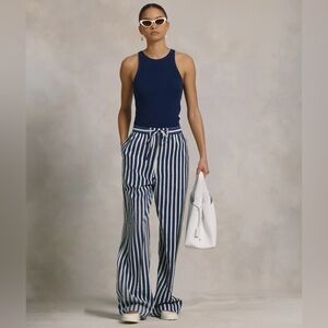 Polo Ralph Lauren Silk Blend Striped Wide Leg Trousers XS excellent condition